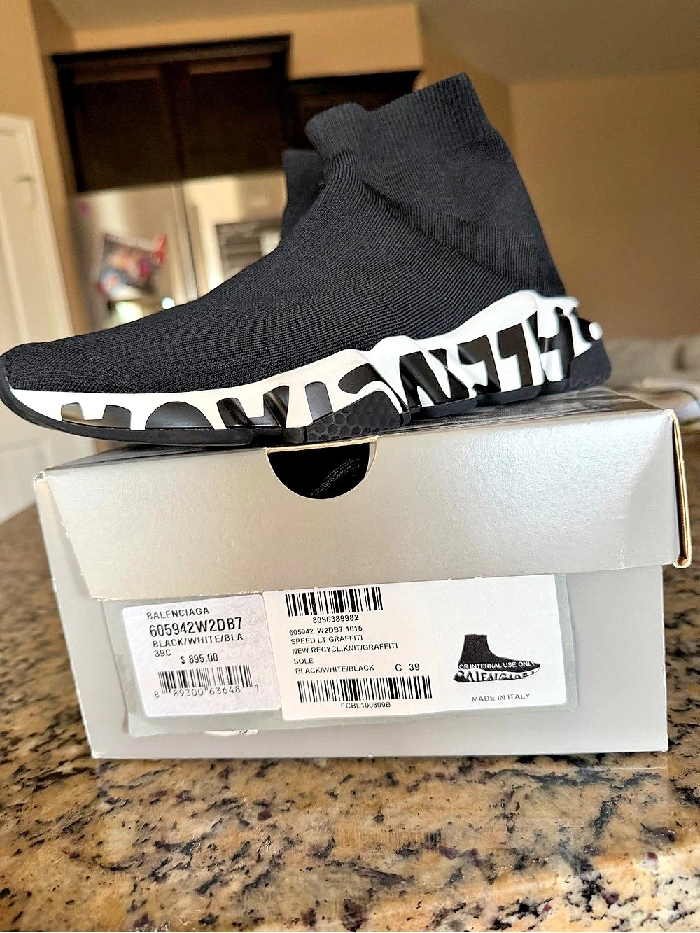 Balenciaga Speed Trainer Sneakers Black & White Like New